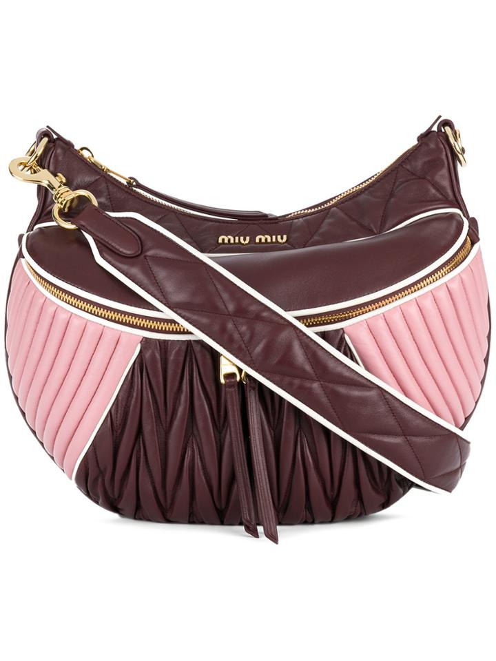 Miu Miu Rider Matelassé Shoulder Bag - Pink & Purple