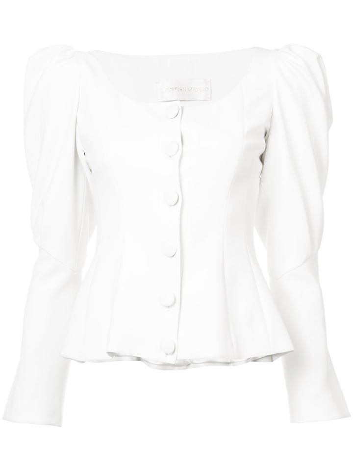Christian Siriano Puff Sleeved Button Jacket - White