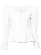 Christian Siriano Puff Sleeved Button Jacket - White