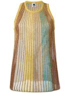 M Missoni - Multi Metallic (grey) Stripe Knit Vest - Women - Cotton/polyamide/polyester - 48, Cotton/polyamide/polyester