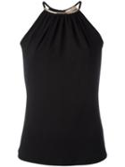Michael Kors - Gold-tone Neck Detail Blouse - Women - Spandex/elastane/acetate/cupro/rayon - Xs, Black, Spandex/elastane/acetate/cupro/rayon