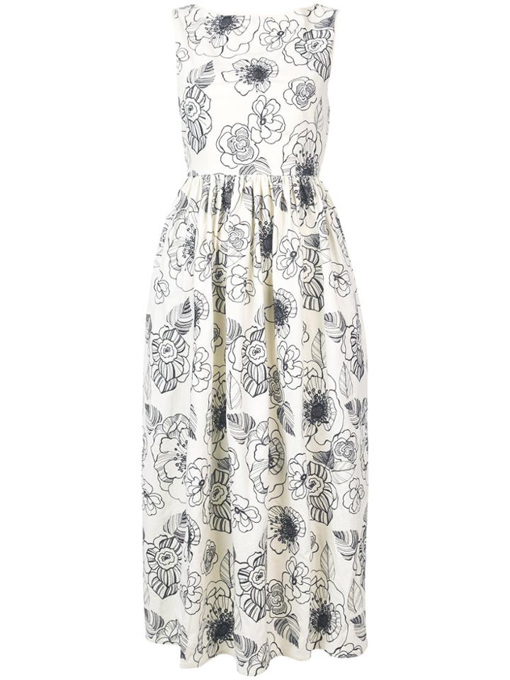 Co Floral Print Flared Dress - Nude & Neutrals