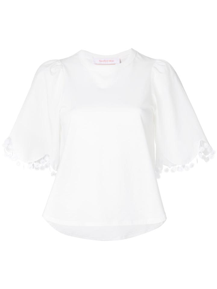 See By Chloé Scalloped Sleeve T-shirt - White
