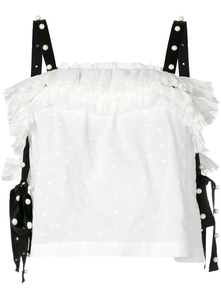 Philosophy Di Lorenzo Serafini Embroidered Cold-shoulder Top - White