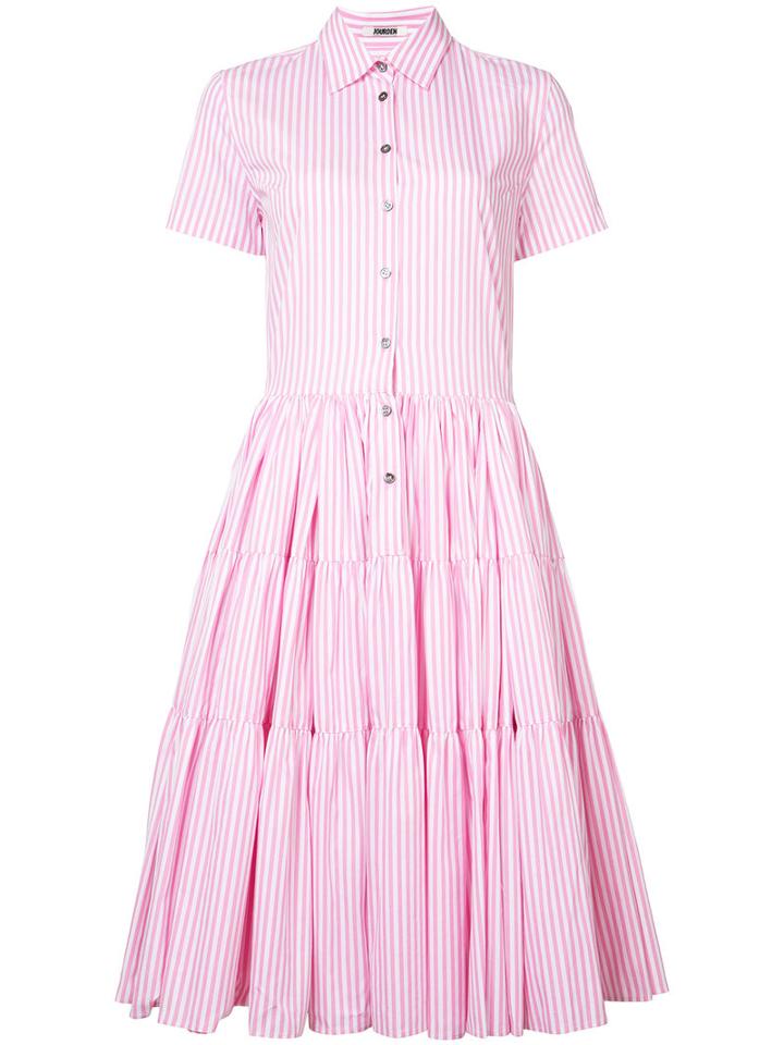 Jourden - Striped Shirt Dress - Women - Cotton - 42, Pink/purple, Cotton