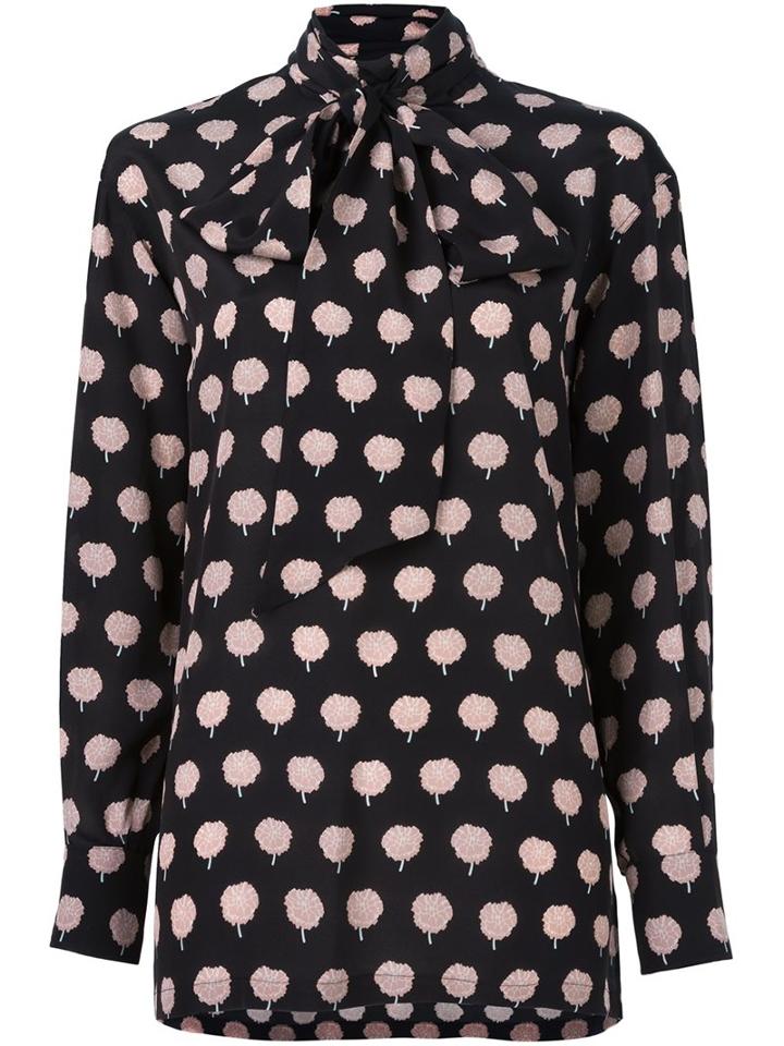 Lanvin Plant Contrast Print Blouse, Women's, Size: 42, Black, Silk