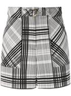 Diane Von Furstenberg - Belted Plaid Shorts - Women - Cotton/spandex/elastane - 4, White, Cotton/spandex/elastane