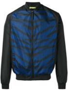 Versace Jeans Stripe Bomber Jacket, Men's, Size: 50, Black, Polyester