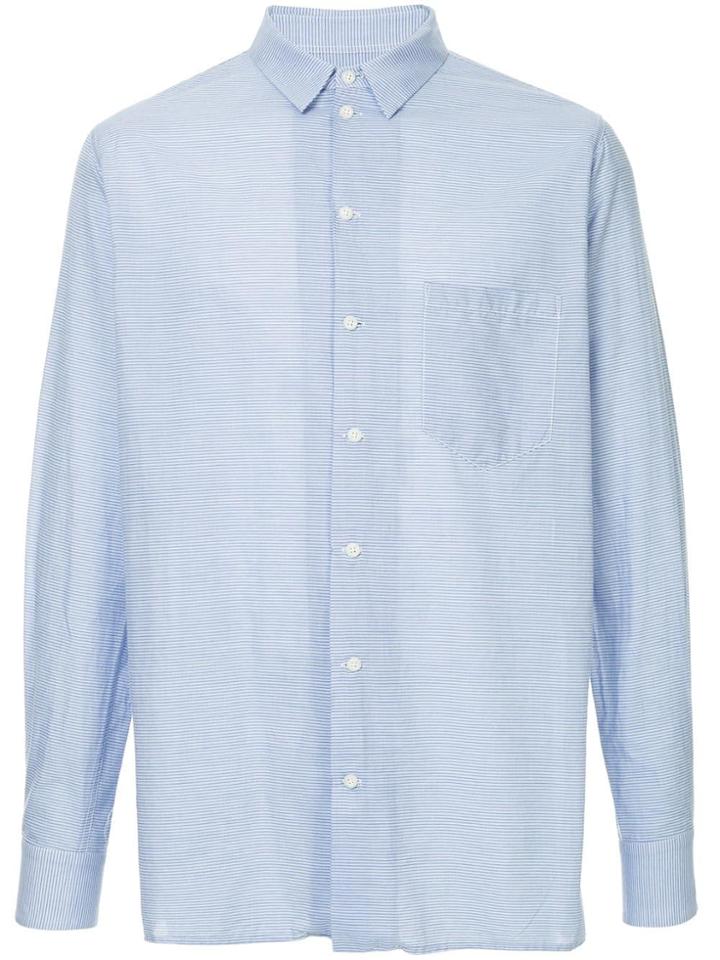 Bassike Pinstripe Button Down Shirt - Blue