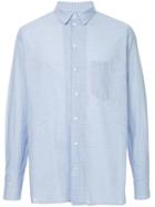 Bassike Pinstripe Button Down Shirt - Blue