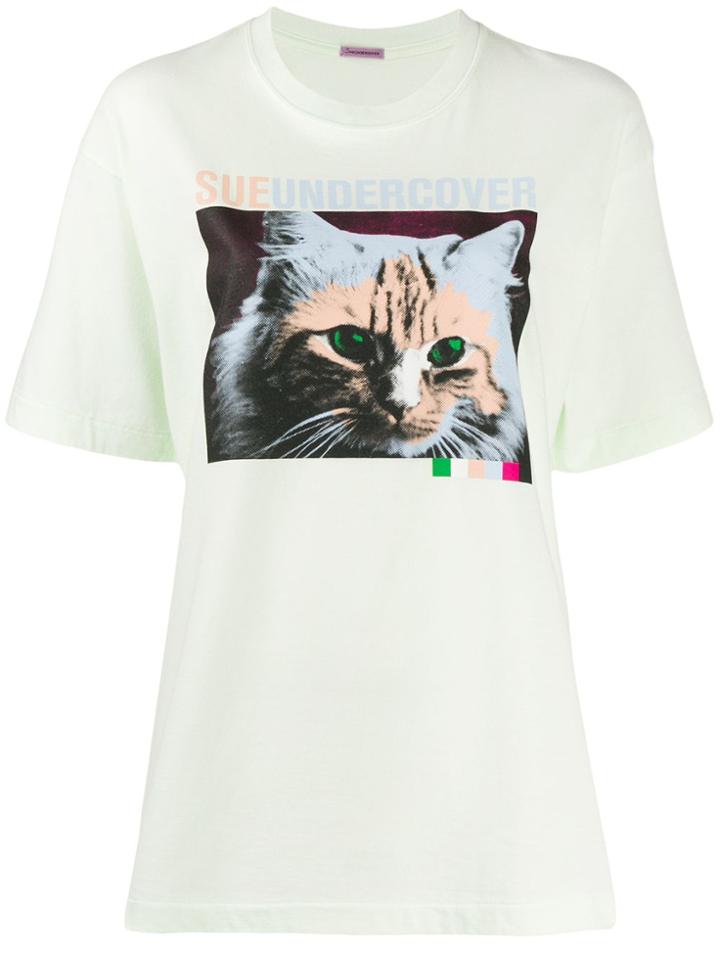 Sueundercover Cat Print T-shirt - Green
