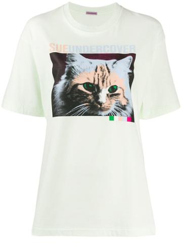 Sueundercover Cat Print T-shirt - Green
