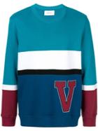 Ports V Striped Logo Sweatshirt - Blue