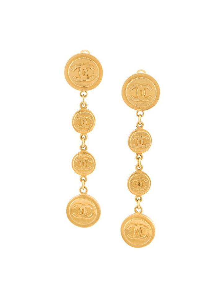 Chanel Vintage Coin Drop Clip-on Earrings