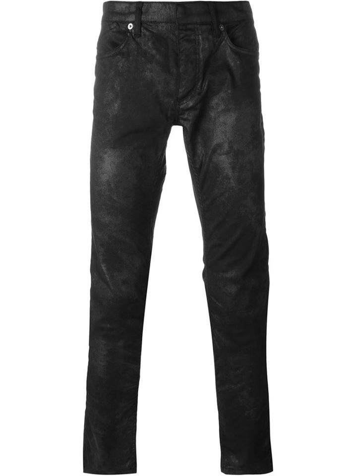 Roberto Cavalli Coated Slim Jeans, Men's, Size: 33, Black, Cotton/spandex/elastane