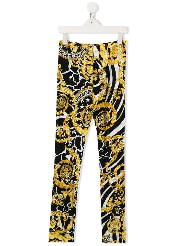 Young Versace Baroque-print Leggings - Yellow