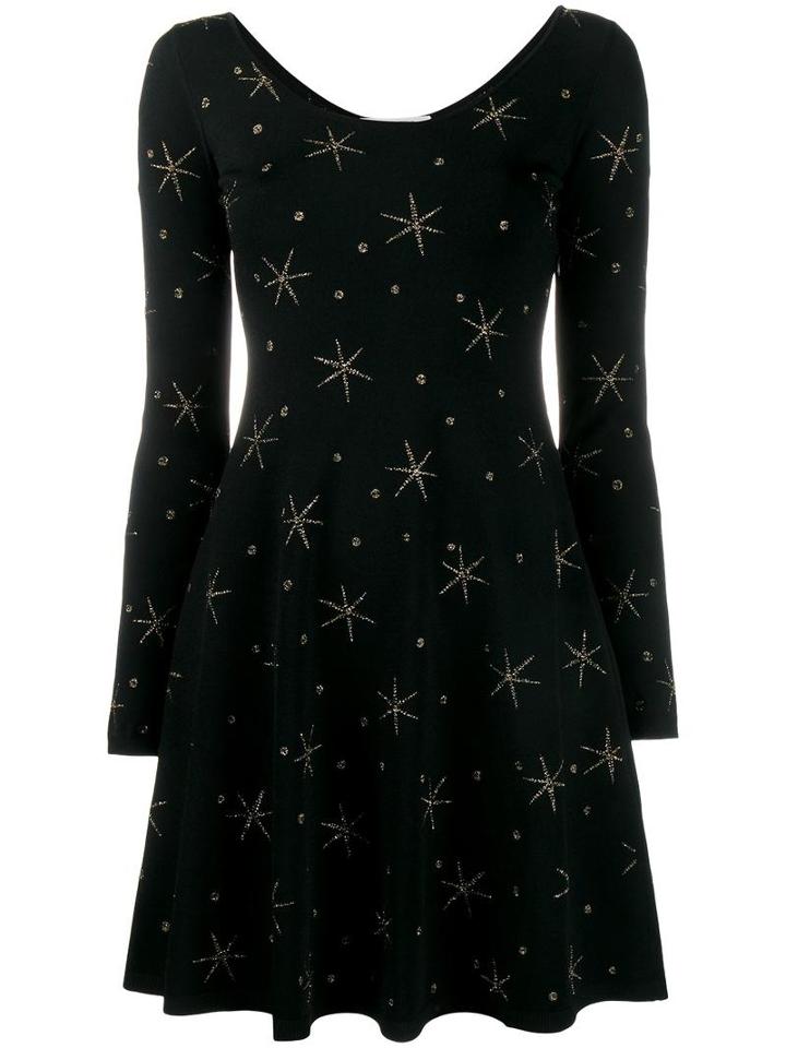 Valentino Star Embroidered Dress, Women's, Size: Medium, Black, Viscose/polyester/polyamide/metallic Fibre