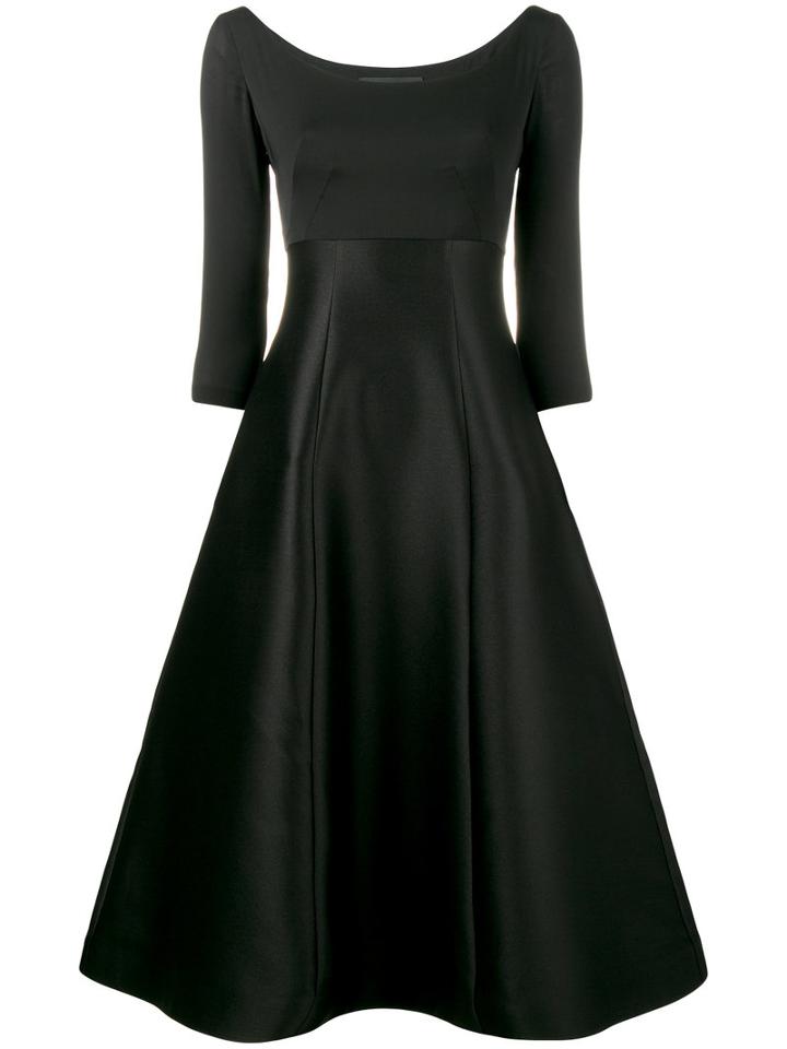 Vika Gazinskaya - Skater Midi Dress - Women - Silk/polyester/spandex/elastane/viscose - 42, Black, Silk/polyester/spandex/elastane/viscose