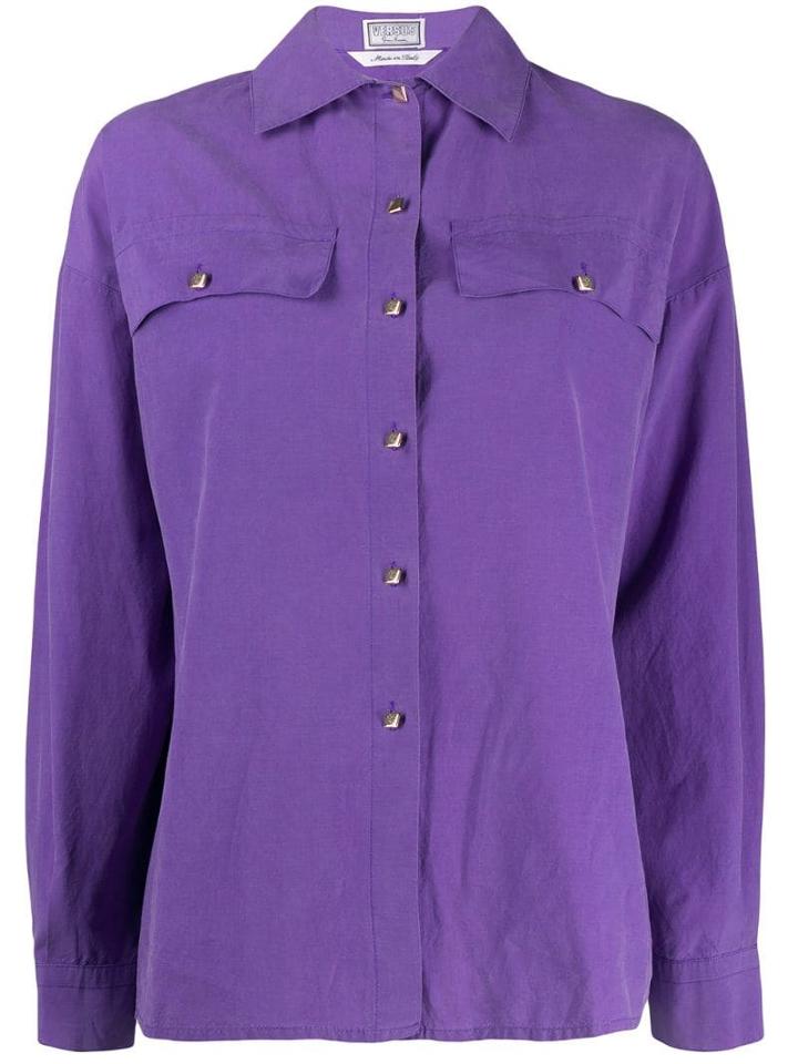 Versace Pre-owned 1980's Cutaway Collar Shirt - Purple