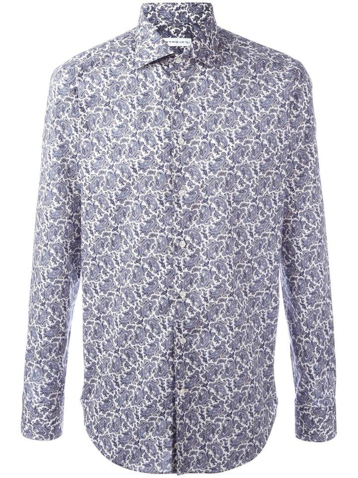 Etro Printed Shirt, Men's, Size: 39, Blue, Cotton/spandex/elastane