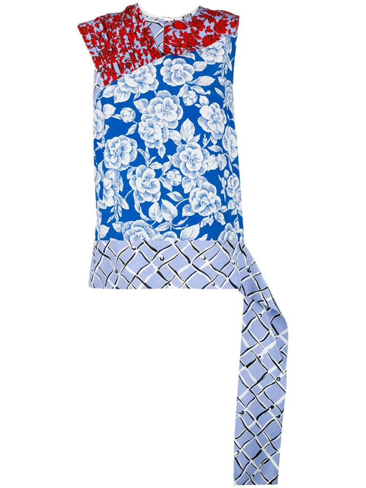 Msgm Floral Print Tank - Blue