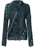 Issey Miyake - Tribal Print Jacket - Women - Polyester - 2, Blue, Polyester