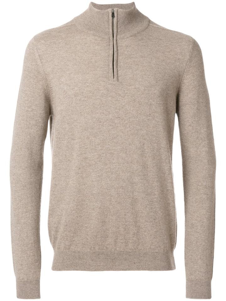 Pringle Of Scotland Zipped Neck Jumper - Oatmeal