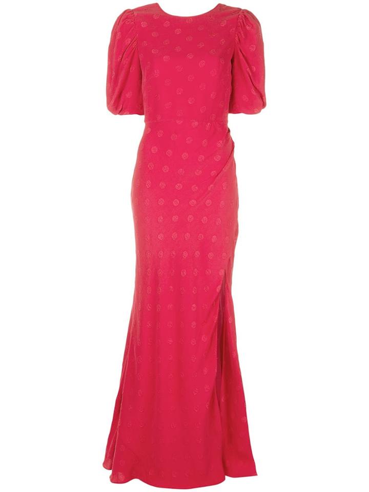 Saloni Polka Dot Evening Dress - Pink