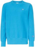 Champion Logo Embroidered Long-sleeved Cotton Jumper - Blue