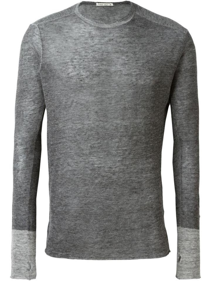 Transit Crew Neck Sweater, Men's, Size: L, Grey, Rayon/linen/flax/polyamide