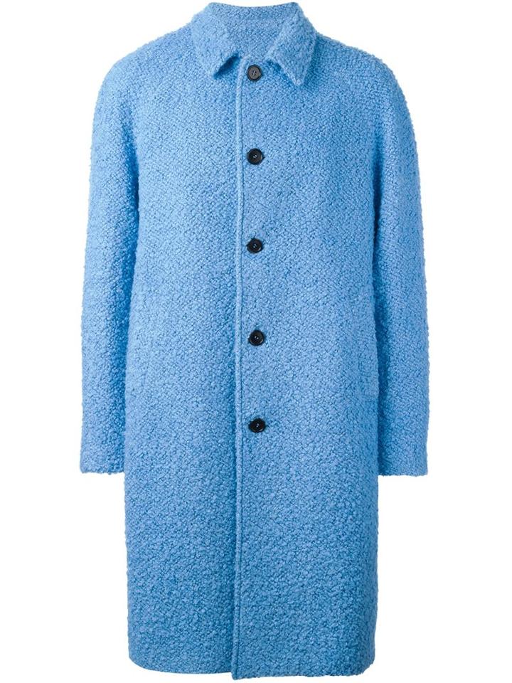 Msgm Single-breasted Coat, Men's, Size: 46, Blue, Acrylic/polyester/wool
