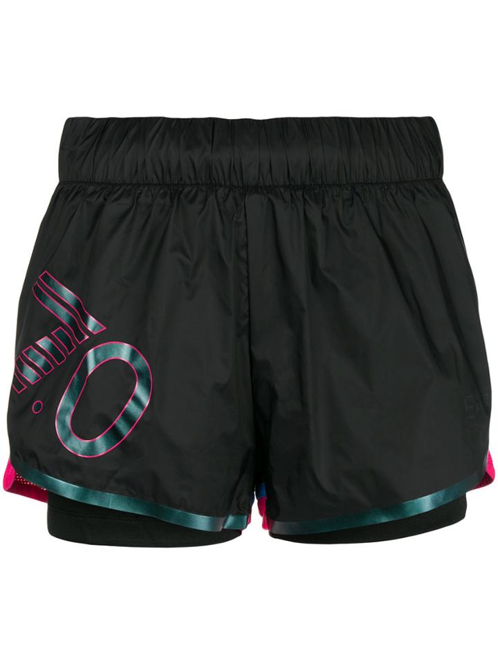 Ea7 Emporio Armani Logo Printed Shorts - Black