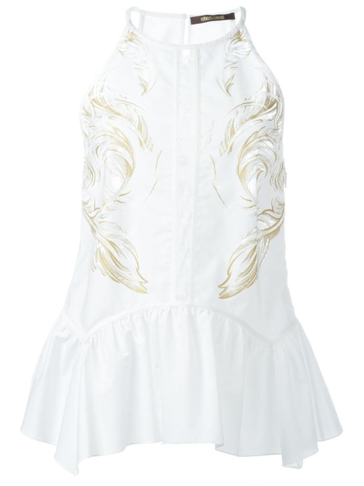 Roberto Cavalli Lace Panel Top, Women's, Size: 40, White, Cotton/polyamide/polyester