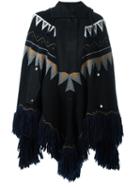 Sacai Fair Isle Knitted Poncho, Women's, Size: 3, Black, Wool