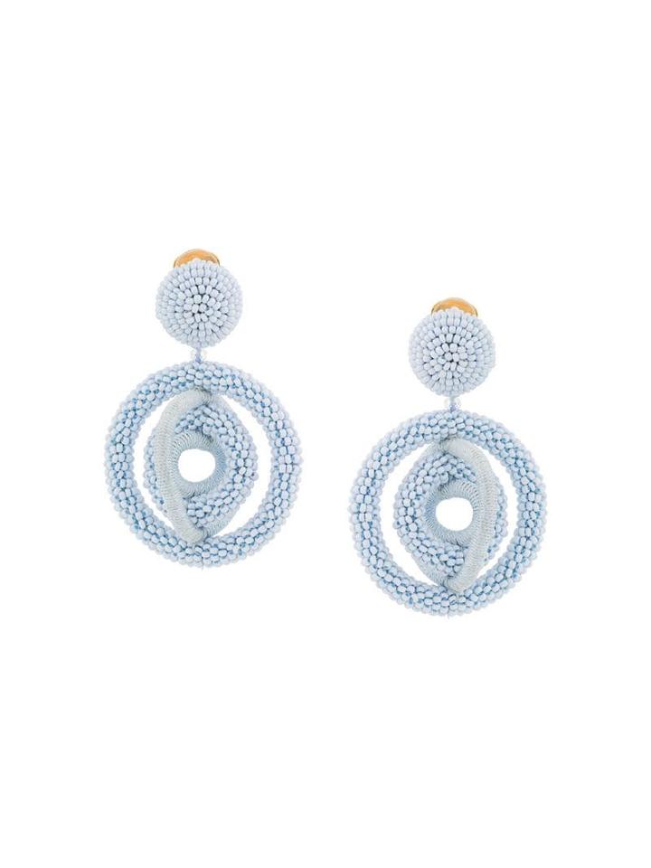 Oscar De La Renta Triple Hoop Beaded Earrings - Blue