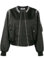 Givenchy Rhinestone Embellished Bomber Jacket, Women's, Size: 38, Black, Polyamide/viscose/brass/glass