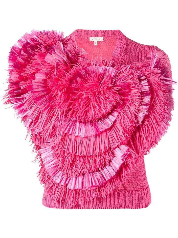 Delpozo - Fringe Embellished Knitted Top - Women - Cotton - S, Pink/purple, Cotton