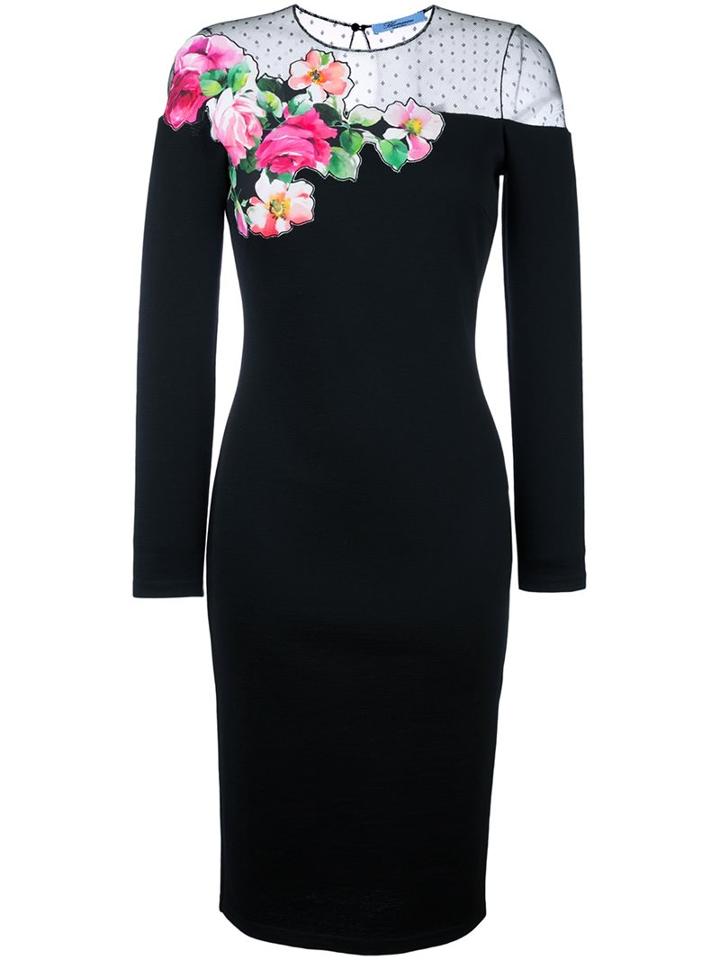 Blumarine Rose Appliqué Midi Dress