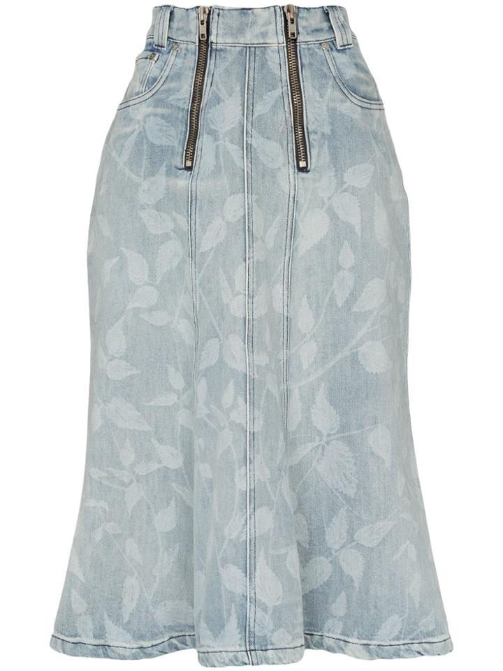 Gmbh Nettle Print Midi Skirt - Blue