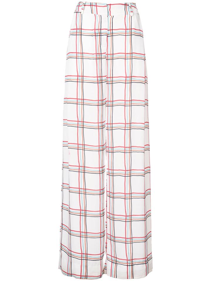 Patbo Windowpane Check Wide Leg Trousers - White