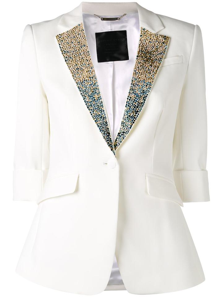 Philipp Plein - Embellished Collar Blazer - Women - Polyester/spandex/elastane/viscose - M, White, Polyester/spandex/elastane/viscose