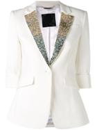 Philipp Plein - Embellished Collar Blazer - Women - Polyester/spandex/elastane/viscose - M, White, Polyester/spandex/elastane/viscose