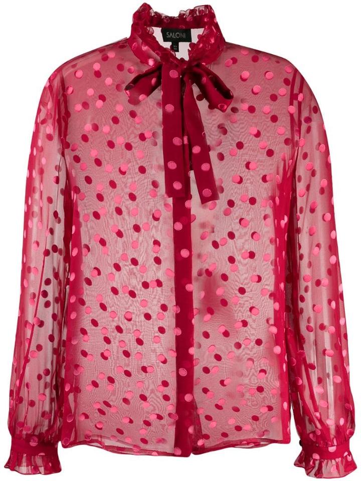 Saloni Polka Dot Print Blouse - Red