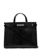 Saint Laurent Small Manhattan Crocodile-effect Tote - Black