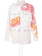 Faith Connexion Graffiti Print Military Jacket - Pink & Purple