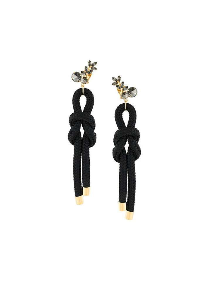Marni Embellished Cord Clip On Earrings, Women's, Black