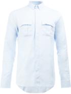 Balmain Concealed Placket Shirt, Men's, Size: 40, Blue, Cotton
