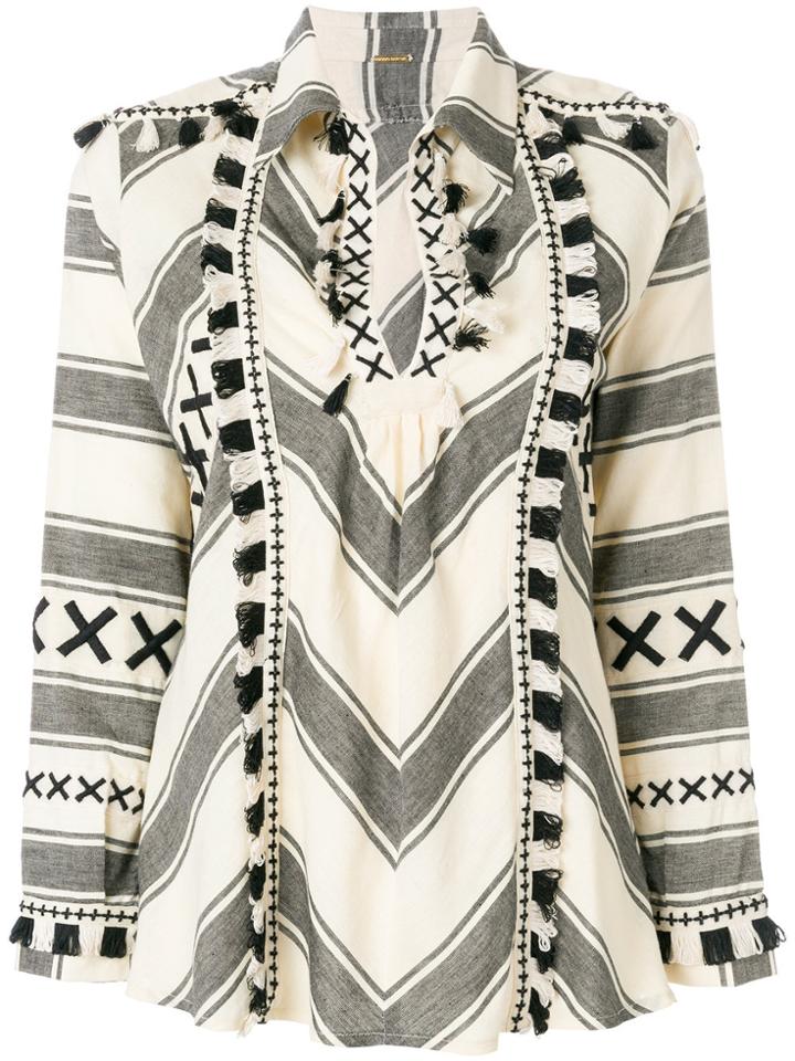 Dodo Bar Or Fringe Trim Blouse - Nude & Neutrals