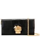 Dolce & Gabbana Gold Buckle Clutch Bag, Women's, Black, Calf Leather