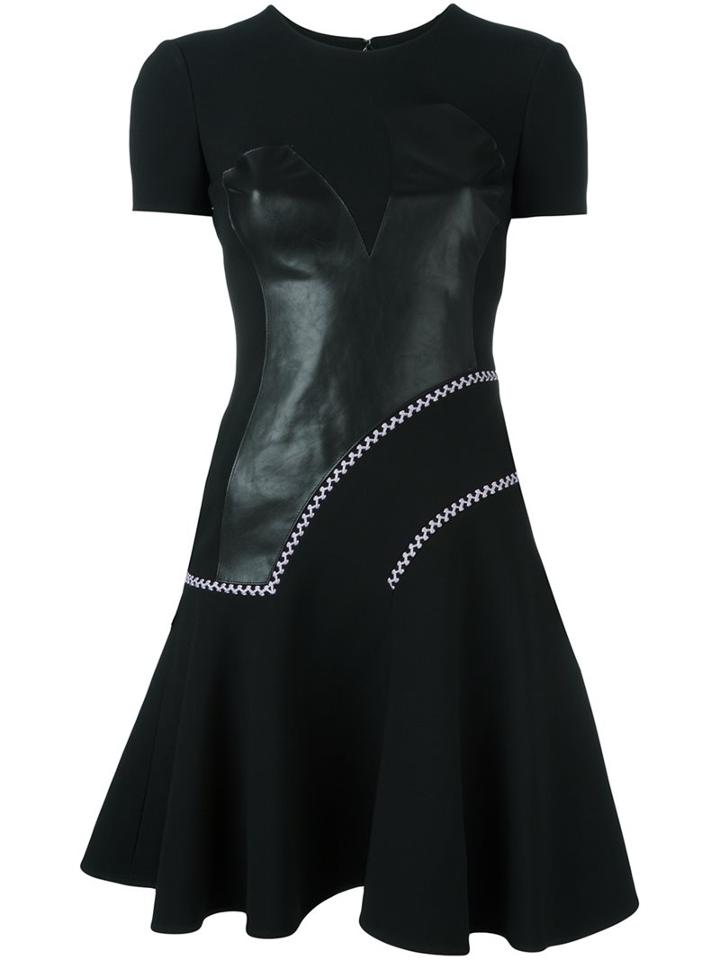 Versace Breastplate Detail Dress, Women's, Size: 40, Black, Acetate/viscose/silk/calf Leather